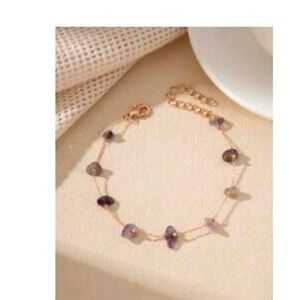 Gold Tone Gemstone Bracelet‎ Amethyst Purple Chic Fashion Jewelry